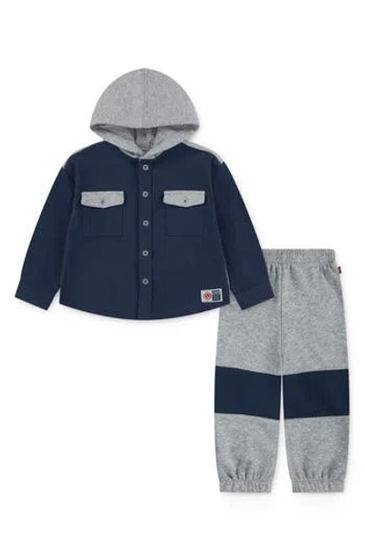 Levi's Babies'  Kids' Hooded Shirt Jacket & Joggers Set In Blue