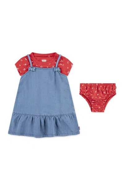 Levi's Babies'  Kids' Layerable Dress, T-shirt & Bloomers Set In Blue