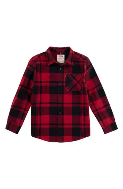 Levi's Kids' Plaid Flannel Button-up Shirt In Red