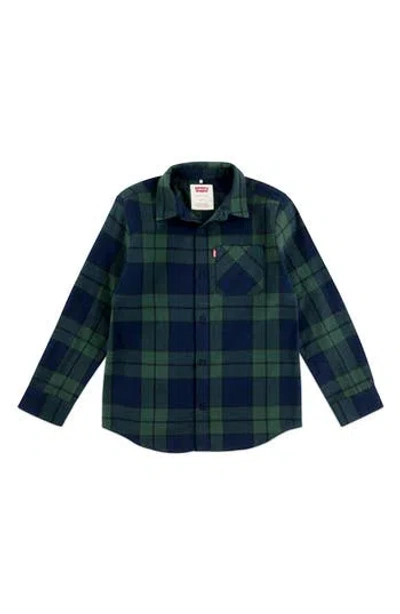 Levi's Kids' Plaid Flannel Button-up Shirt In Blue