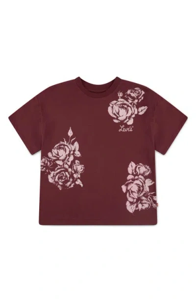 Levi's Kids' Print Oversize Tee In Burgundy