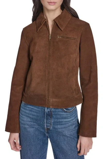 Levi's Leather Zip Jacket In Brown