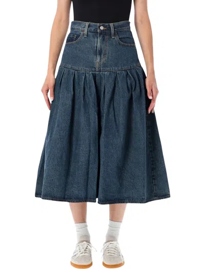 Levi's Pleated Denim Midi Skirt In Blue