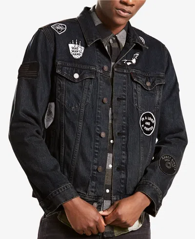 Pre-owned Levi's Limited Men's Black Patched Trucker Jacket Size Xl