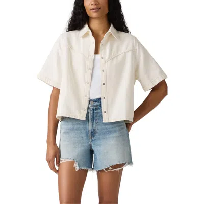 Levi's Logan Short Sleeve Denim Snap-up Shirt In White