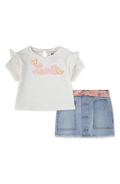 Levi's Kids'  Logo Appliqué T-shirt & Skort Set In Gray