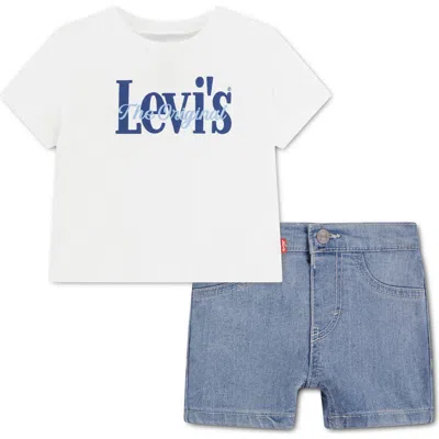 Levi's Babies'  Logo Graphic T-shirt & Shorts Set In White
