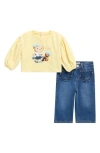 Levi's Logo Teddy Bear Top & Jeans Set In Yellow