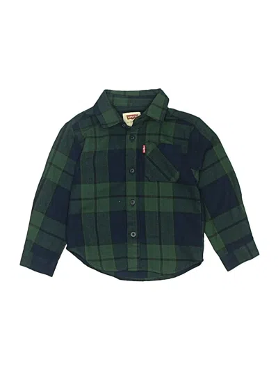 Pre-owned Levi's Kids'  Long Sleeve Button Down Shirt In Green