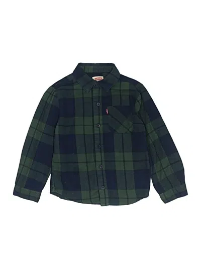 Pre-owned Levi's Kids'  Long Sleeve Button Down Shirt In Green