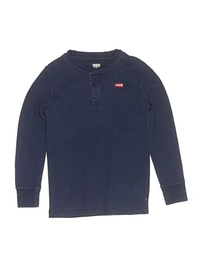Pre-owned Levi's Kids'  Long Sleeve Henley Shirt In Blue