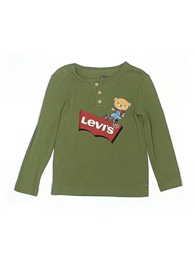 Pre-owned Levi's Kids'  Long Sleeve Henley Shirt In Green