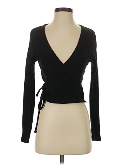 Pre-owned Levi's Long Sleeve Top Black Plunge Neckline Tops