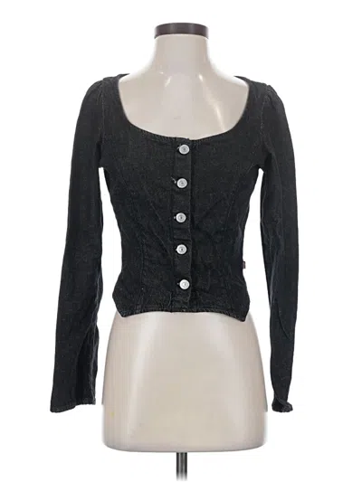 Pre-owned Levi's Long Sleeve Top Black Sweetheart Neckline Tops
