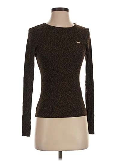 Pre-owned Levi's Long Sleeve Top Brown Crew Neck Tops