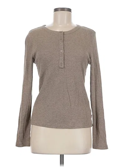Pre-owned Levi's Long Sleeve Top Gray Crew Neck Tops