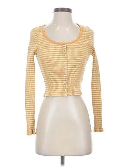 Pre-owned Levi's Long Sleeve Top Yellow Sweetheart Neckline Tops