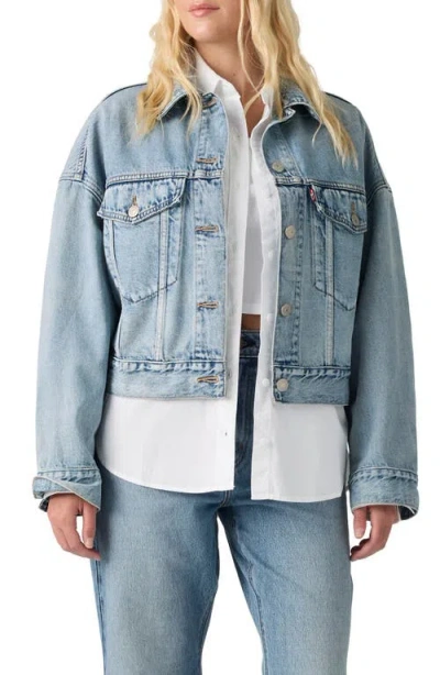 Levi's Loose Crop Denim Trucker Jacket In Blue