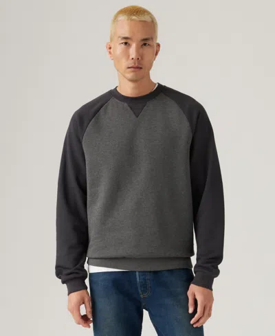 Levi's Levi' Men's Relaxed Fit Crewneck Long Sleeve Red Tab Logo Sweatshirt In Black