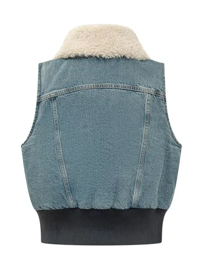 Levi's Mini Sherpa Vest In Med Indigo