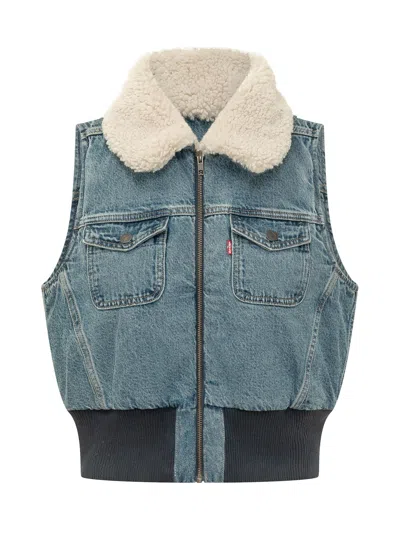 Levi's Mini Sherpa Vest In Blue