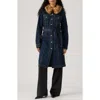 Levi's Mob Wife Belted Denim Coat With Removable Faux Fur Collar In Blue