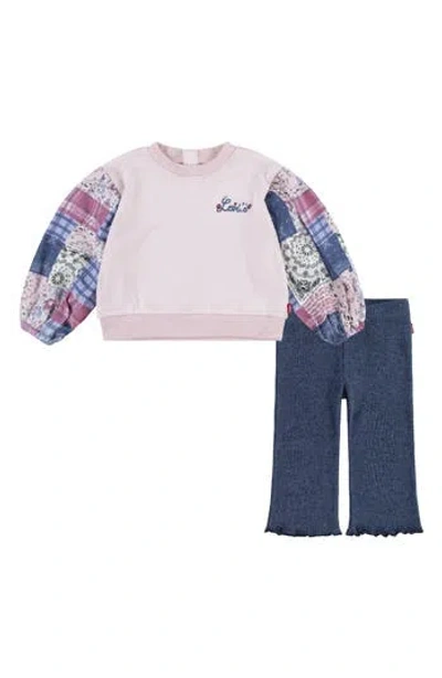 Levi's Babies'  Patchwork Pullover & Flare Leggings Set In Multi