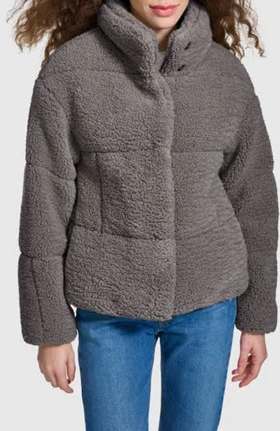 Levi's Quilted Faux Fur Short Teddy Jacket In Gray