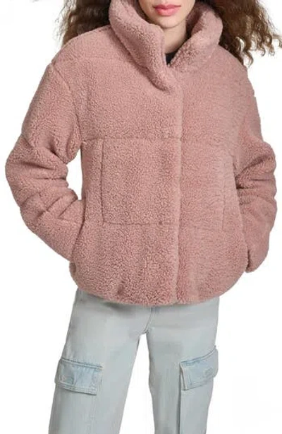 Levi's Quilted Faux Fur Short Teddy Jacket In Pink