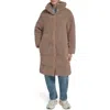 Levi's Quilted Fleece Long Teddy Coat In Brown