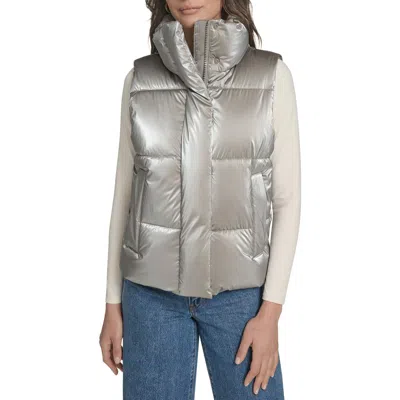 Levi's Quilted Puffer Vest In Silver