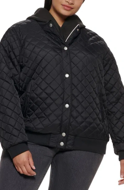 Levi's Quilted Water Resistant Bomber Jacket With Faux Shearling Lining In Black
