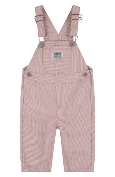 Levi's Babies'  Railroad Stripe Cotton Overalls In Pink