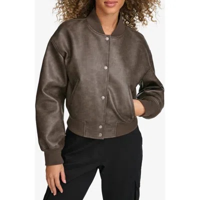 Levi's Relaxed Faux Leather Bomber Jacket In Brown