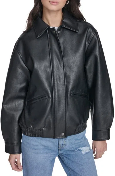 Levi's Relaxed Faux Leather Bomber Jacket In Black
