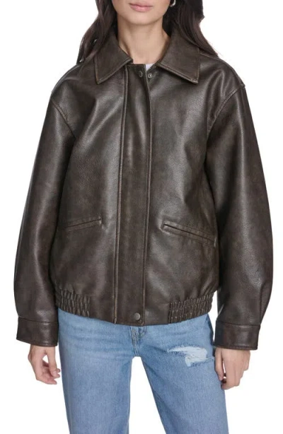 Levi's Relaxed Faux Leather Bomber Jacket In Brown