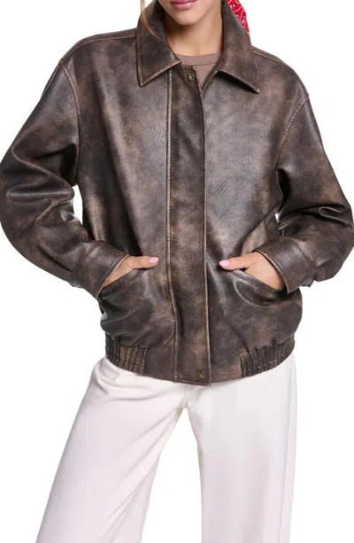 Levi's Relaxed Faux Leather Bomber Jacket In Brown