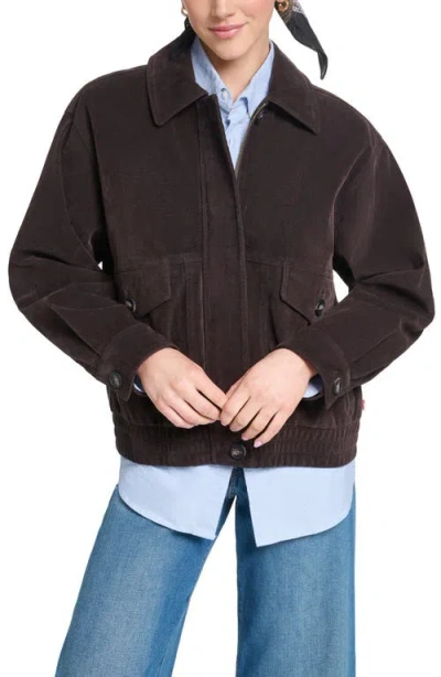 Levi's Relaxed Fit Faux Suede Dad Bomber Jacket In Brown
