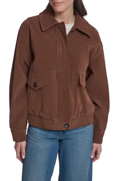 Levi's Relaxed Fit Faux Suede Dad Bomber Jacket In Brown