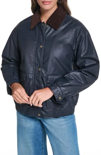 Levi's Relaxed Waxed Cotton Bomber Jacket In Blue
