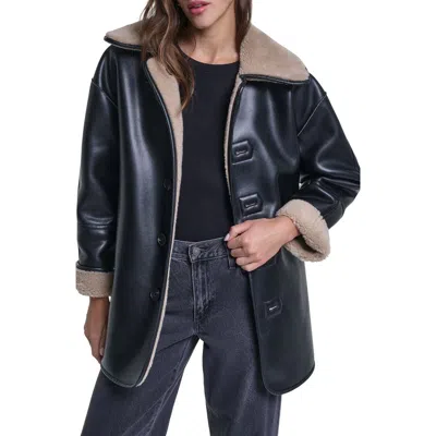 Levi's Reversible Faux Shearling Coat In Black