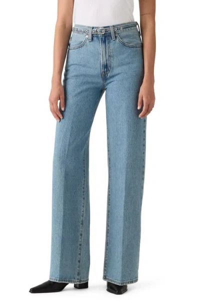 Levi's Ribcage Belted High Waist Wide Leg Jeans In Blue
