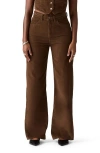 Levi's Ribcage Braided High Waist Wide Leg Corduroy Jeans In Gold