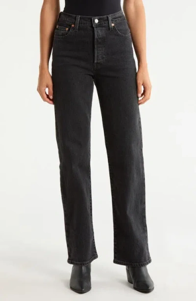 Levi's Ribcage High Waist Straight Leg Jeans In Black