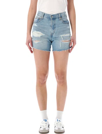 Levi's Ribcage High-rise Shorts Size 26 In Been There Jorkt Light Broken Blue