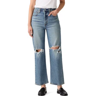 Levi's Ribcage Ripped High Waist Ankle Straight Leg Jeans In Blue