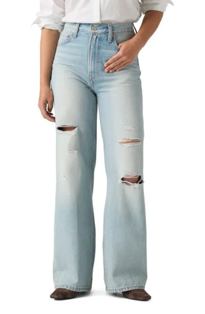 Levi's Ribcage Ripped High Waist Wide Leg Jeans In Blue