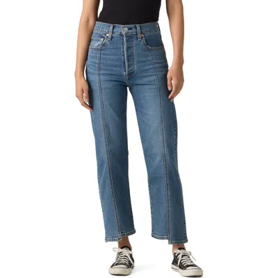 Levi's Ribcage Seamed High Waist Ankle Straight Leg Jeans In Blue