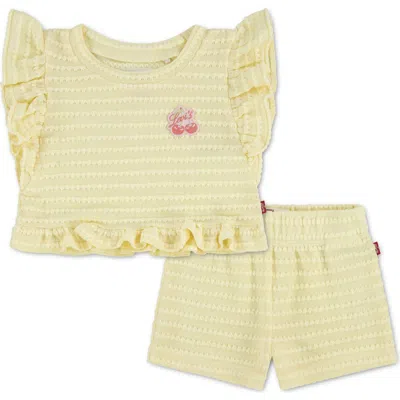 Levi's Baby Girls' Ruffle Top And Shorts, 2-piece Set In Yellow
