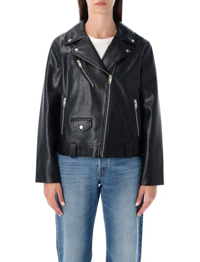 LEVI'S LEVI S KENDAL BLACK ECO-LEATHER MOTO JACKET